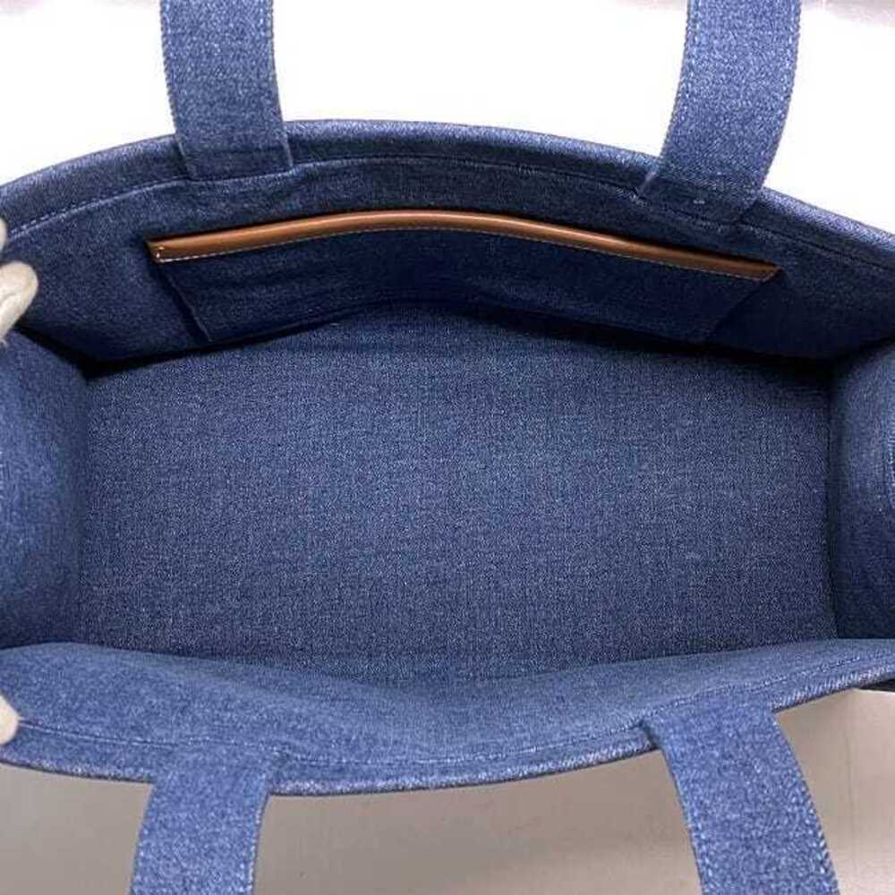 Celine Cabas Tote Bag Blue Denim Leather Logo Embroidery Document Shoulder Rare - Picture 7 of 10